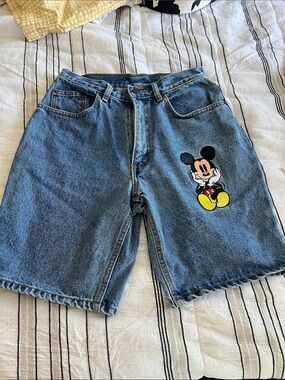 Disney Denim Shorts with Red Mickey Patch